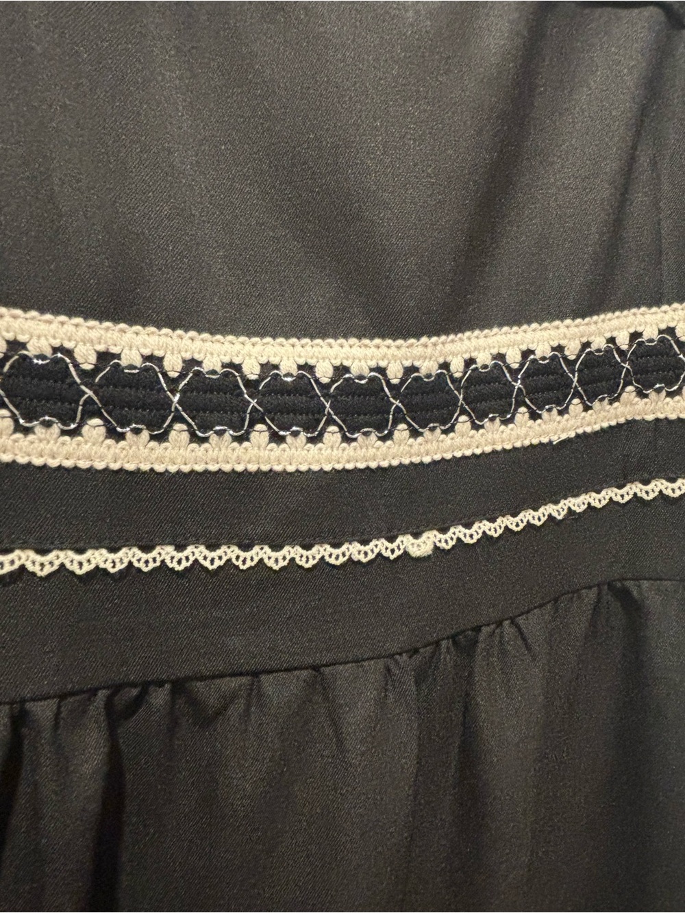 Tahari ASL Black Midi Dress Ivory Crochet Trim Sleeveless Flare NWOT Size 14 - Picture 6 of 8